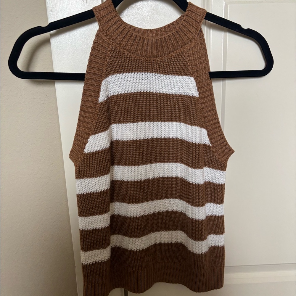 Striped Brown and White Women's Sweater